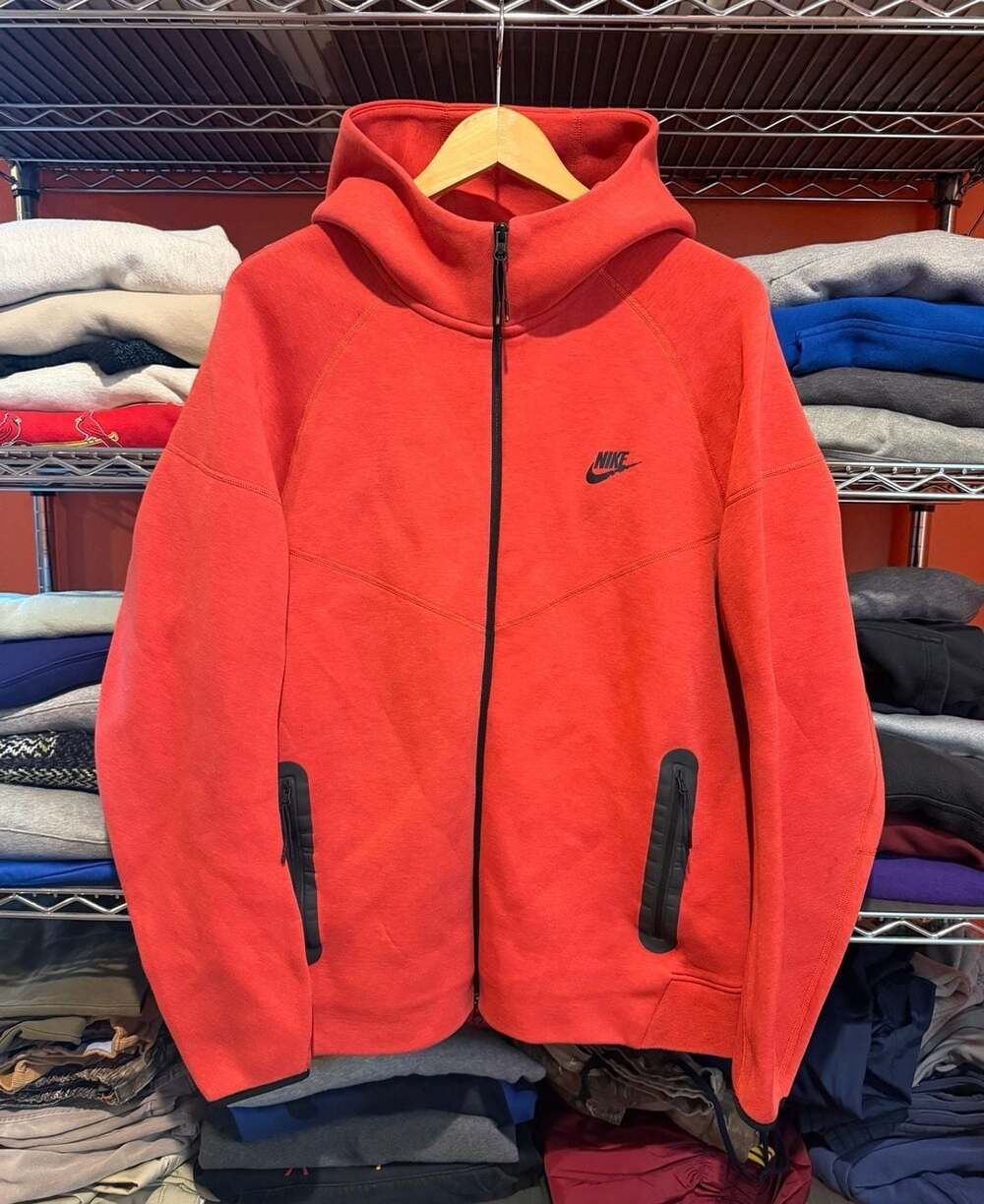 Nike Sportswear Tech Fleece Full Zip Windrunner Hoodie Red Size XL Mens